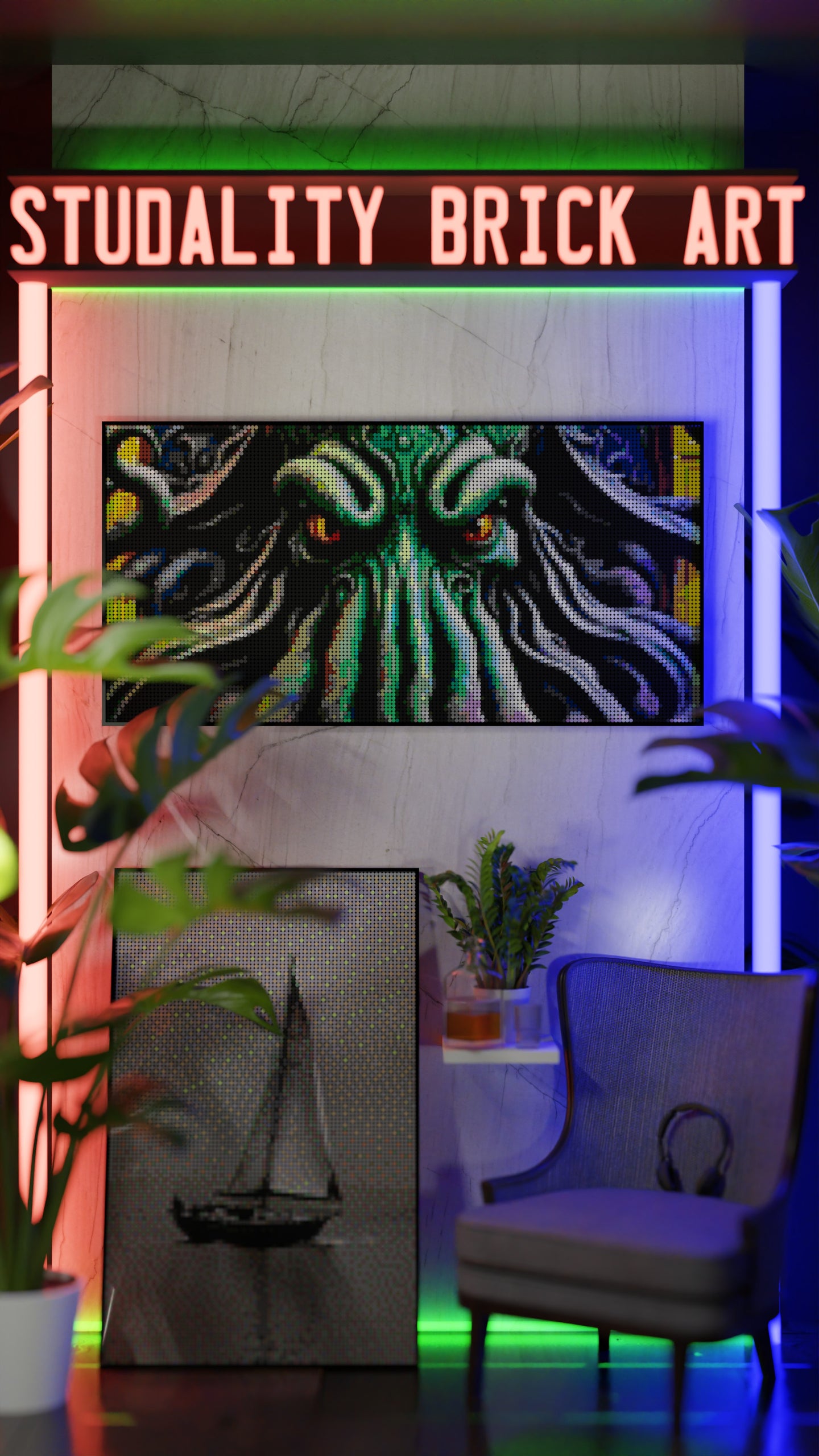 Arrival of Cthulhu  LEGO® Style mosaic pixel art design for display